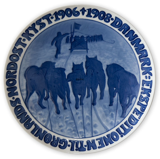 1906-1908 Royal Copenhagen Gedenkteller, DANMARK EKSPEDITIONEN TIL GRØNLANDS NORDOST KYST 1906-1908.