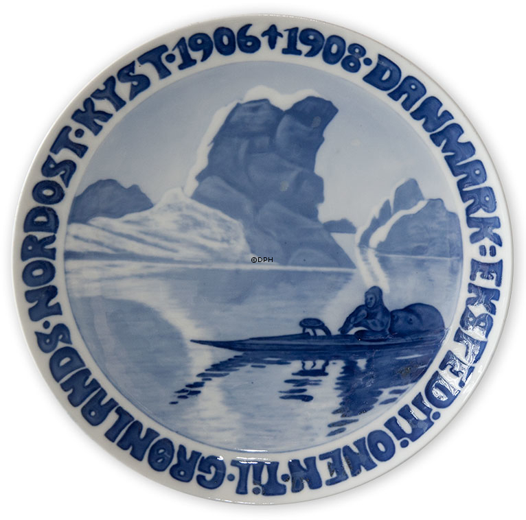 1906-1908 Royal Copenhagen Gedenkteller, DANMARK EKSPEDITIONEN TIL GRØNLANDS NORDOST KYST 1906-1908