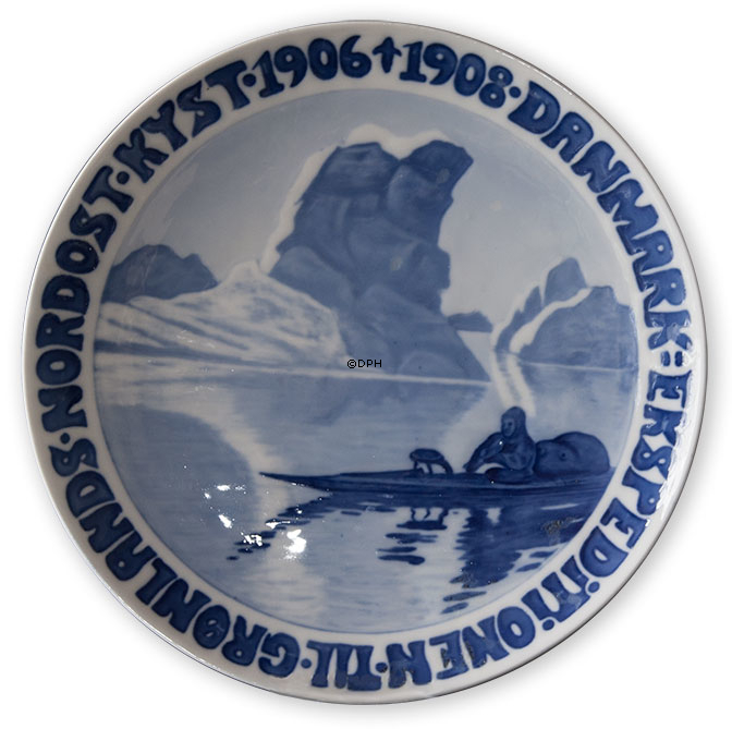 1906-1908 Royal Copenhagen Gedenkteller, DANMARK EKSPEDITIONEN TIL GRØNLANDS NORDOST KYST 1906-1908