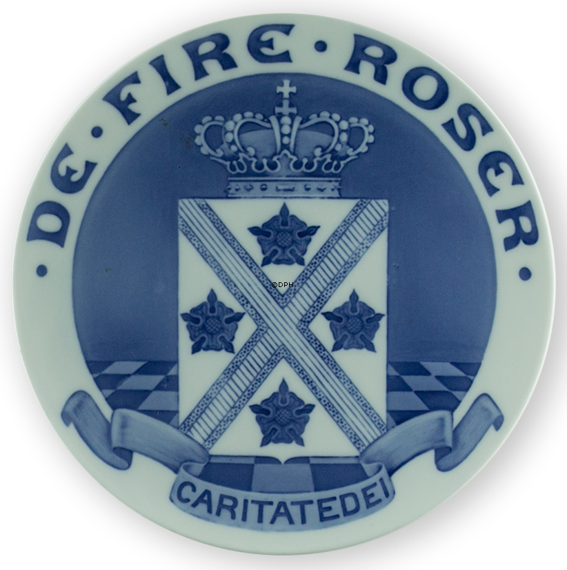 1909 Royal Copenhagen Gedenkteller, DE FIRE ROSER - CARITATE DEI