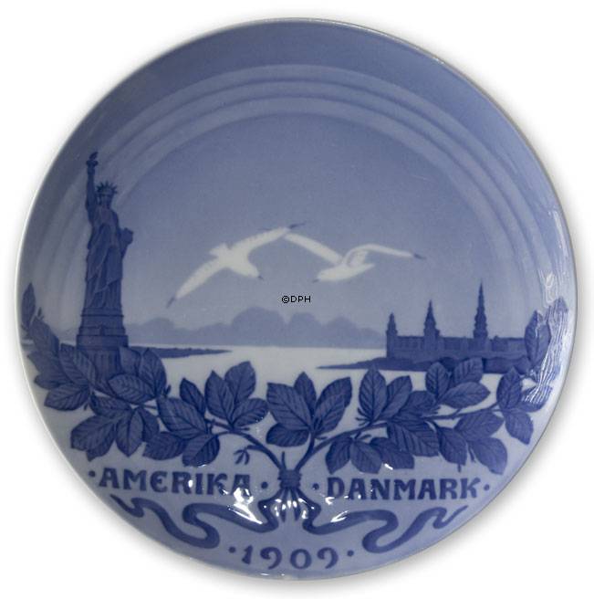 1909 Royal Copenhagen Gedenkteller, AMERIKA - DÄNEMARK 1909