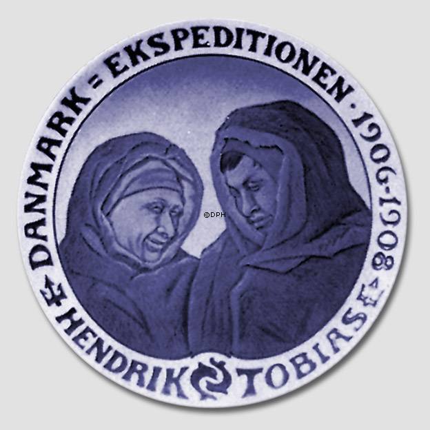 1906-1908 Royal Copenhagen Gedenkteller, DANMARK EKSPEDITIONEN 1906-1908. HENDRIK - TOBIAS.