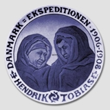1906-1908 Royal Copenhagen Gedenkteller, DANMARK EKSPEDITIONEN 1906-1908. HENDRIK - TOBIAS.