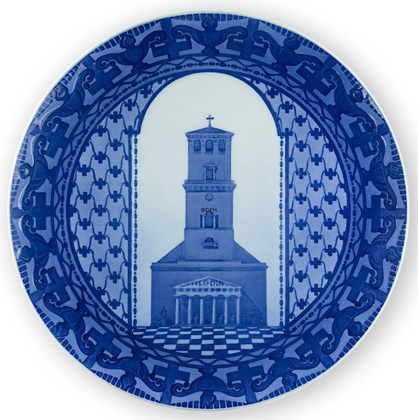 1913 Royal Copenhagen Gedenkteller, Die Frauenkirche in Kopenhagen.