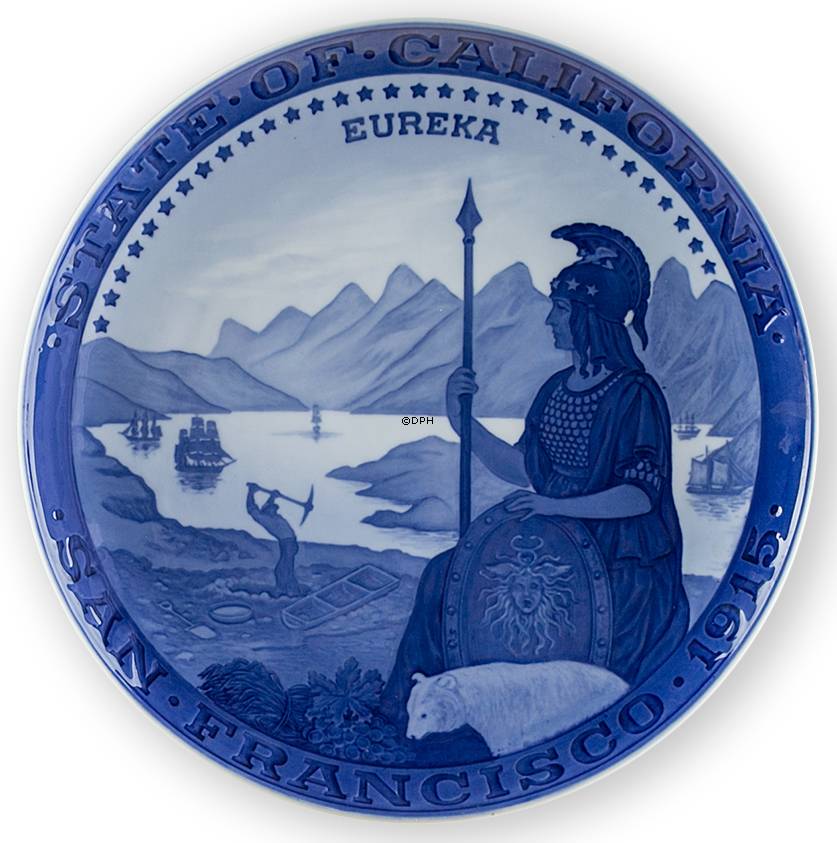 1915 Royal Copenhagen Gedenkteller, STAAT VON KALIFORNIEN - SAN FRANCISCO 1915