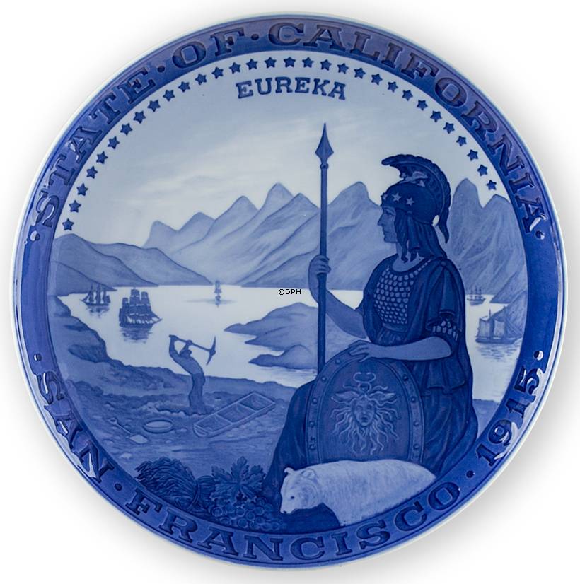 1915 Royal Copenhagen Gedenkteller, STAAT VON KALIFORNIEN - SAN FRANCISCO 1915