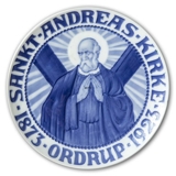 1923 Royal Copenhagen Gedenkteller, SANKT ANDREAS KIRKE ORDRUP 1873-1923