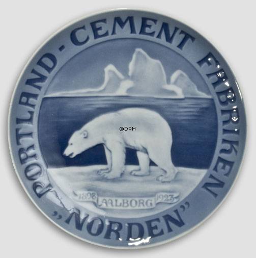 1898-1923 Royal Copenhagen Gedenkteller, PORTLAND CEMENT FABRIKEN NORDEN 1898 AALBORG 1923