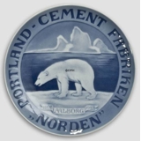1898-1923 Royal Copenhagen Gedenkteller, PORTLAND CEMENT FABRIKEN NORDEN 1898 AALBORG 1923