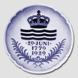 1929 Royal Copenhagen Gedenkteller 1779-1929, Inschrift: 29. JUNI 1779 - 1929.