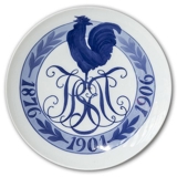 1906 Royal Copenhagen Teller 1876-1901-1906 Monogramm mit Hahn - Extrem selten !!!