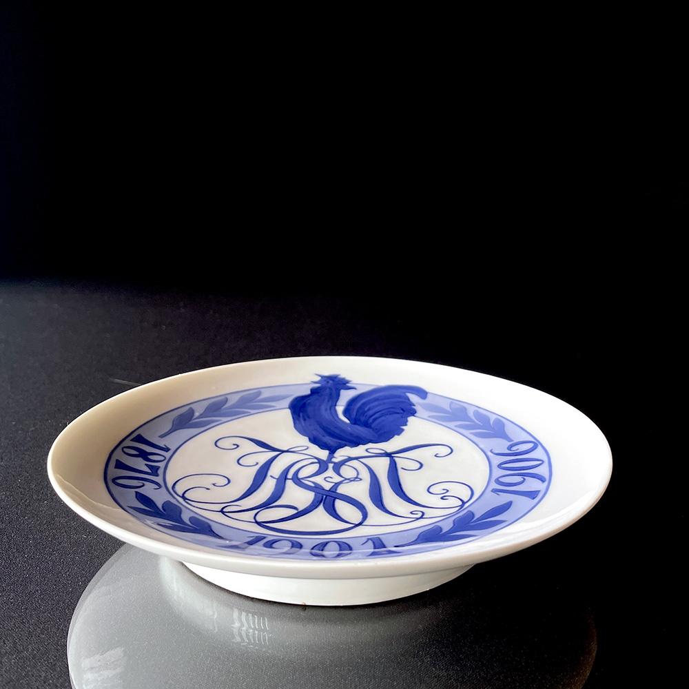 1906 Royal Copenhagen Teller 1876-1901-1906 Monogramm mit Hahn - Extrem selten !!!