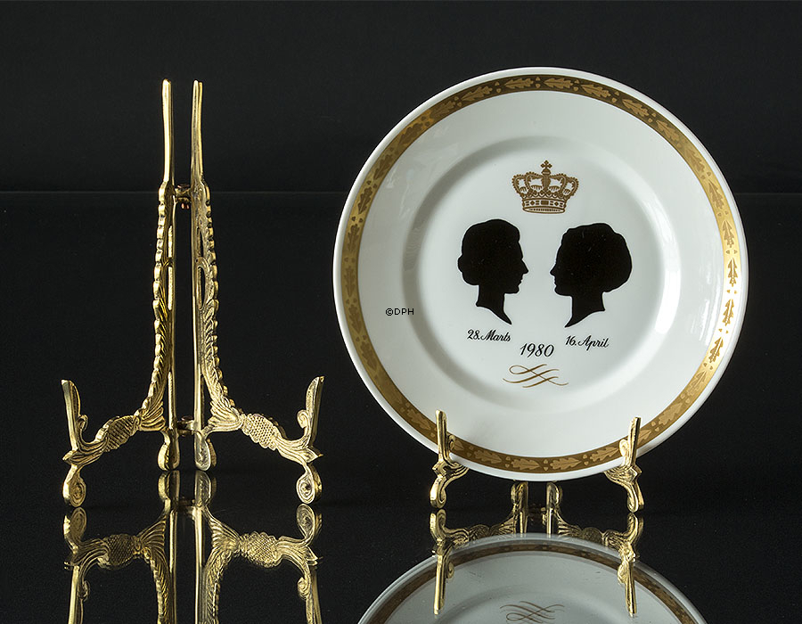 1980 Royal Copenhagen Teller, Silhouette der Königin Ingrid und Königin Margrethe