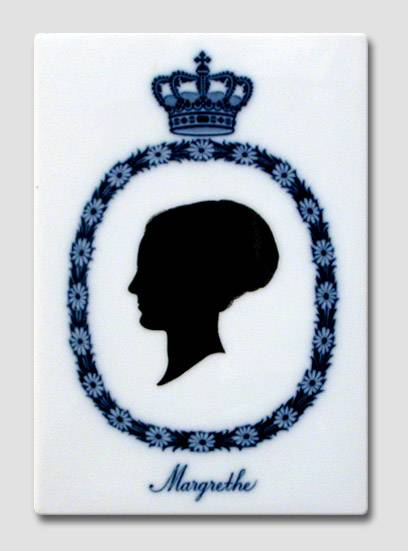 Royal Copenhagen Kachel mit Silhouette der Königin Margrethe