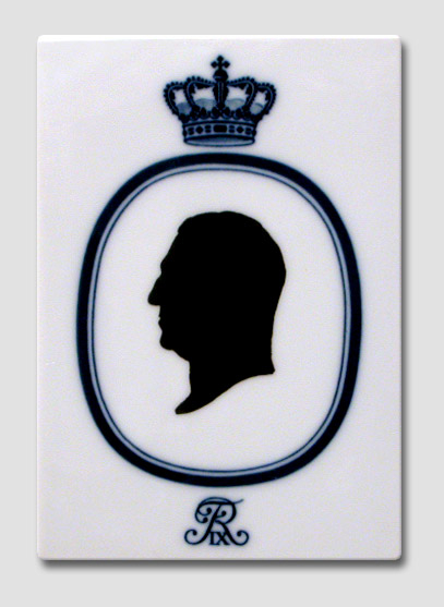 Royal Copenhagen Kachel mit Silhouette von König Frederik der IX