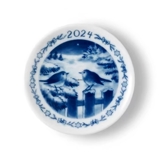 2024 Weihnachtsplakette, Vögel im Schnee, Royal Copenhagen