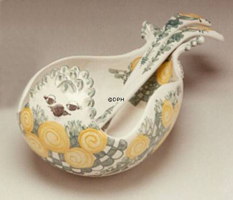 Wiinblad Salatvogel, handbemalt, blau / weiß oder mehrfarbig