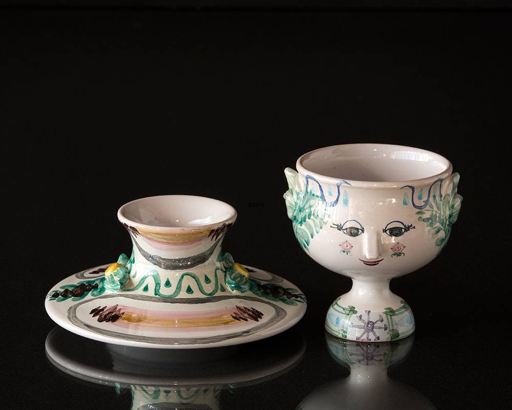 Wiinblad Vase mit Hut Nr. 11, handbemalt, blau / weiß oder mehrfarbig