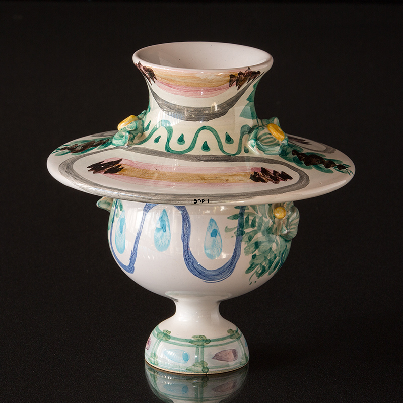 Wiinblad Vase mit Hut Nr. 11, handbemalt, blau / weiß oder mehrfarbig