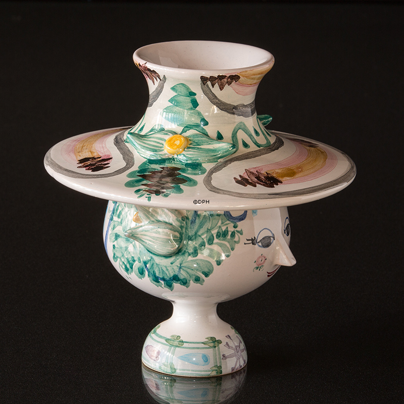 Wiinblad Vase mit Hut Nr. 11, handbemalt, blau / weiß oder mehrfarbig