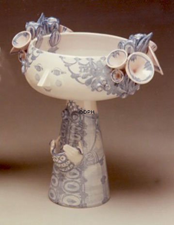 Wiinblad Eva Ständer Nr. 15, Blumentopf, handbemalt, Blau / Weiß oder mehrfarbig