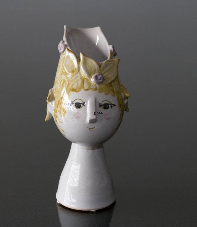 Wiinblad Titania Vase Nr. 18, handbemalt, blau / weiß oder mehrfarbig