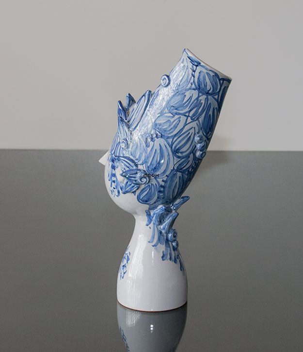 Wiinblad Titania Vase nr. 20, handbemalt, blau / weiße Dekoration
