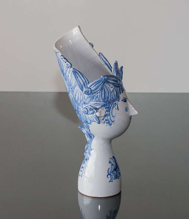 Wiinblad Titania Vase nr. 20, handbemalt, blau / weiße Dekoration