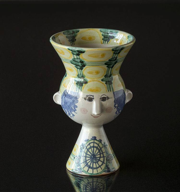 Wiinblad Damenkopf nr. 23, handbemalt, Blau / Weiß oder mehrfarbig