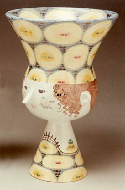 Wiinblad Damenkopf Nr. 26, handbemalt, Blau / Weiß oder mehrfarbig