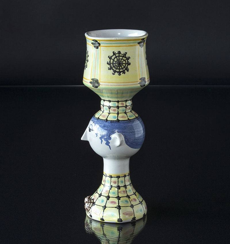 Wiinblad Tulpenkopf nr. 41, handbemalt, blau / weiß oder mehrfarbig