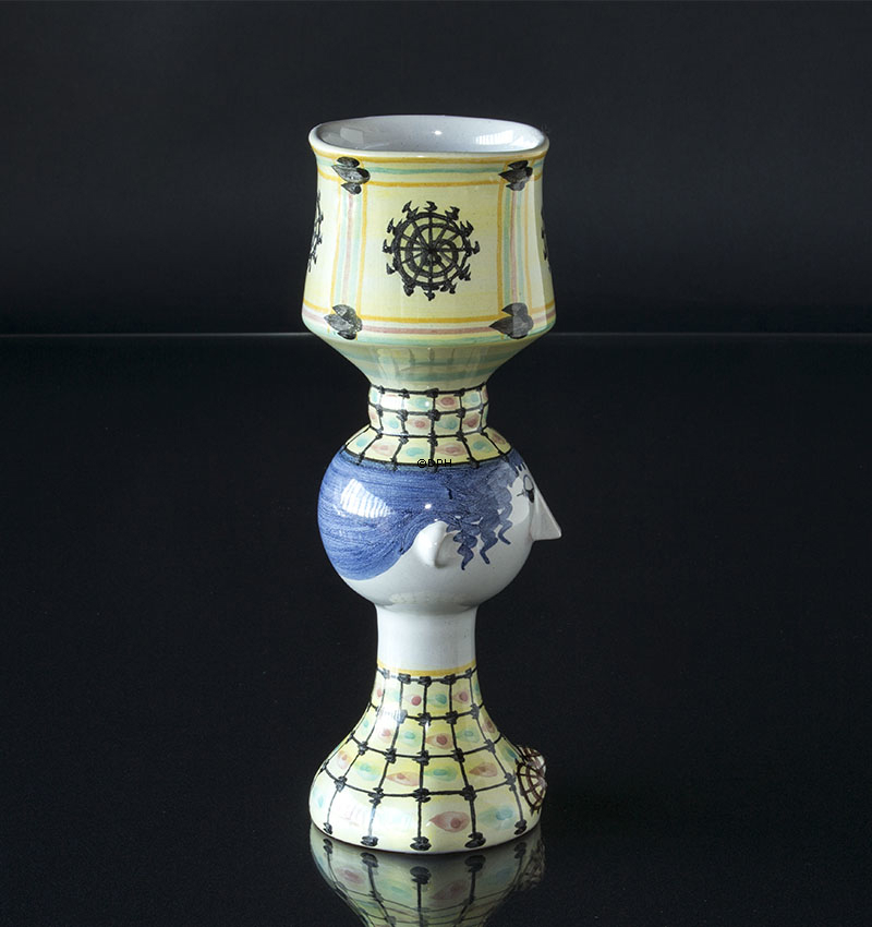 Wiinblad Tulpenkopf nr. 41, handbemalt, blau / weiß oder mehrfarbig