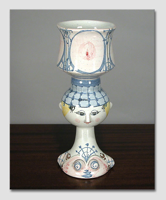 Wiinblad Tulpenkopf Nr. 42, handbemalt, blau / weiß oder mehrfarbig