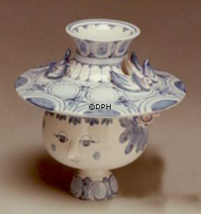 Wiinblad Vase mit Hut nr. 51 handbemalt, blau / weiß oder mehrfarbig