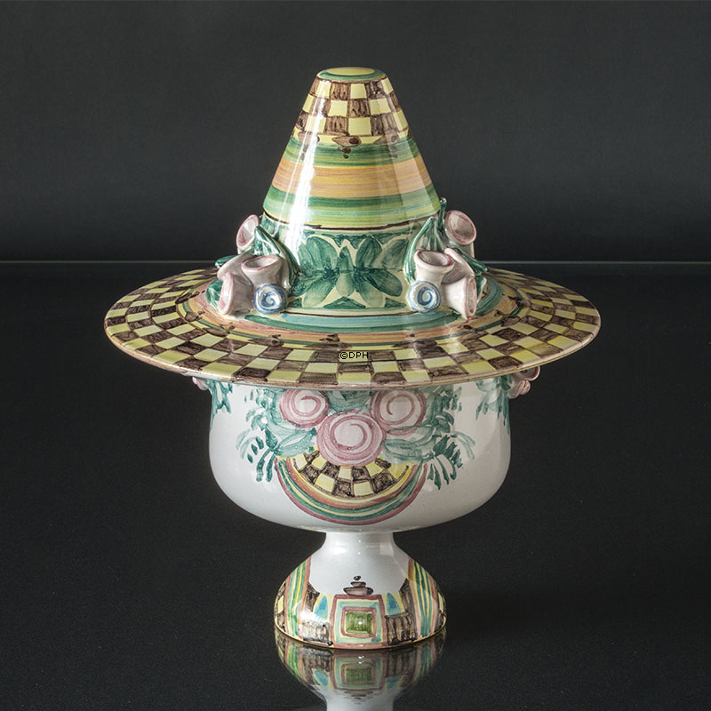 Wiinblad Vase mit Hut handbemalt, mehrfarbig