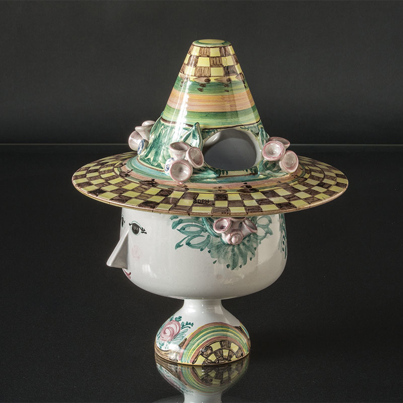 Wiinblad Vase mit Hut handbemalt, mehrfarbig