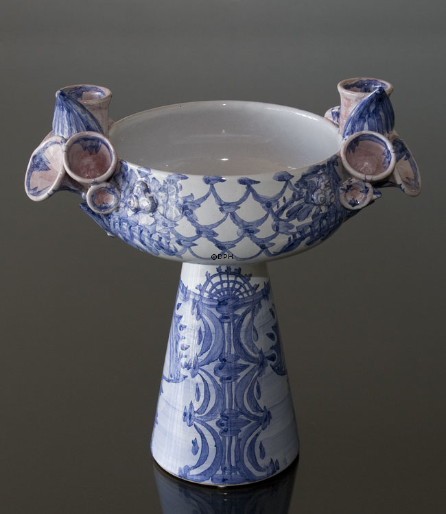 Wiinblad Eva Schale Nr. 53, handbemalter Übertopf, blau/weiß/rosa