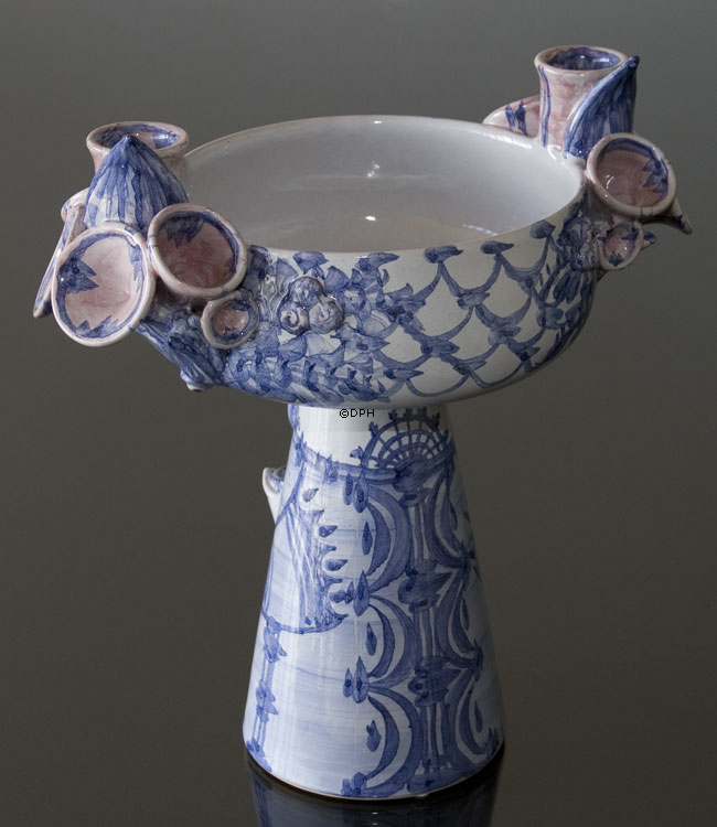 Wiinblad Eva Schale Nr. 53, handbemalter Übertopf, blau/weiß/rosa