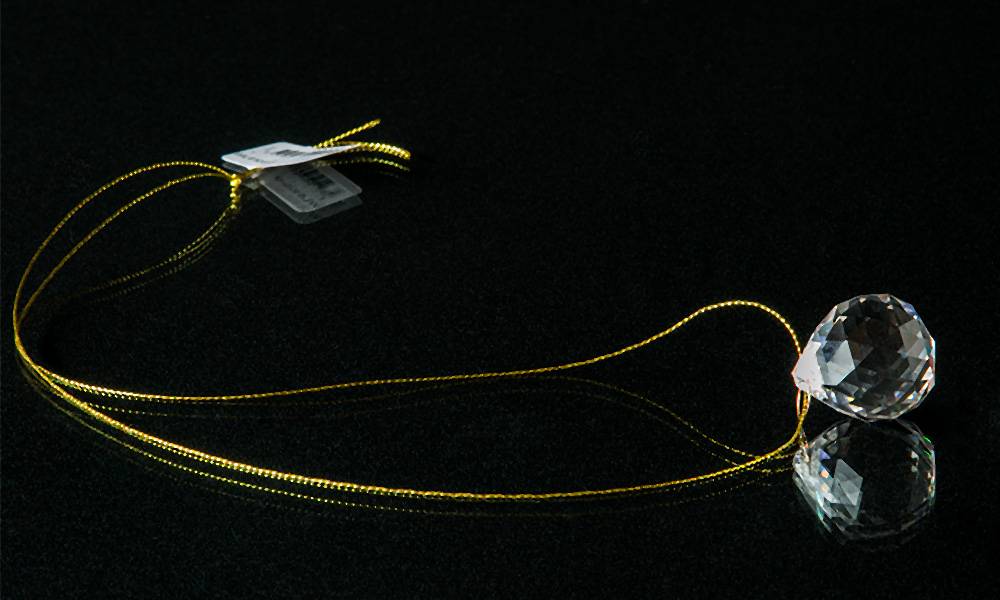 Prisma, echter Kristall, Gold Ø: 2 cm