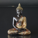 Buddha sitzend Meditation Dhyana Mudra, Schwarz und Goldfarbe Polyresin