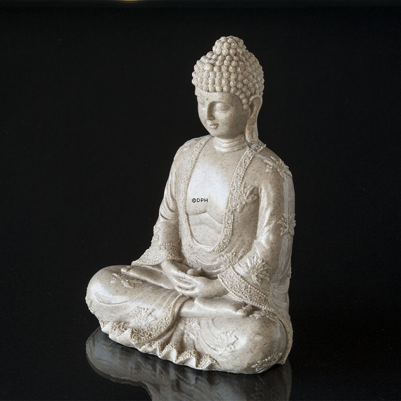 Buddha sitzend Meditation Dhyana Mudra, Beige Polyresin