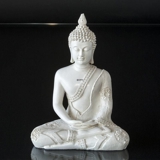 Buddha sitzend Meditation Dhyana Mudra, Weiß Polyresin