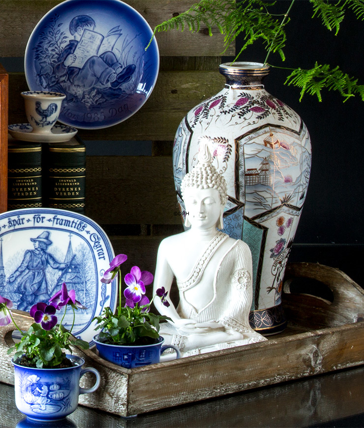 Buddha sitzend Meditation Dhyana Mudra, Weiß Polyresin