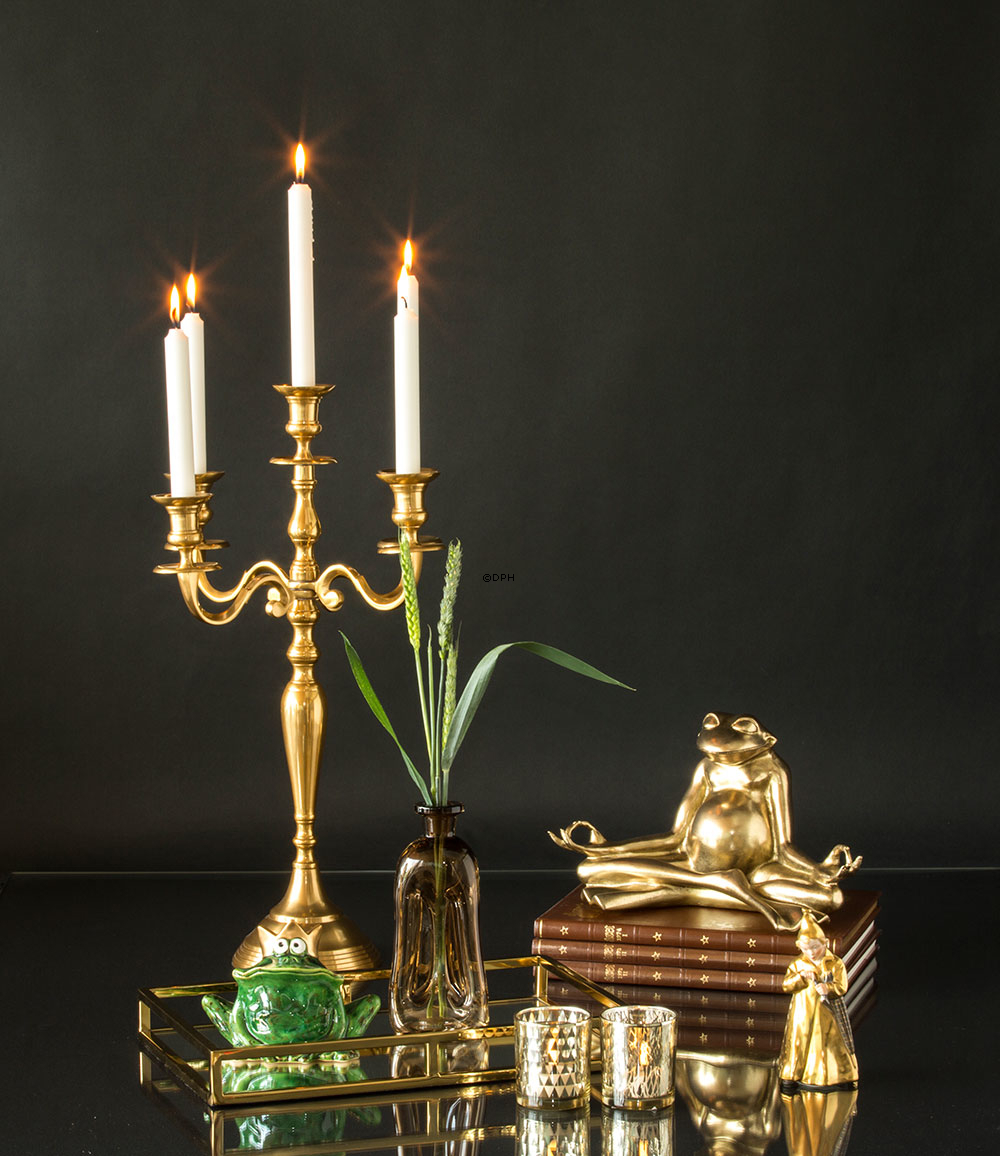 Teelichthalter retro decor Schwarz und Gold, Set von 3