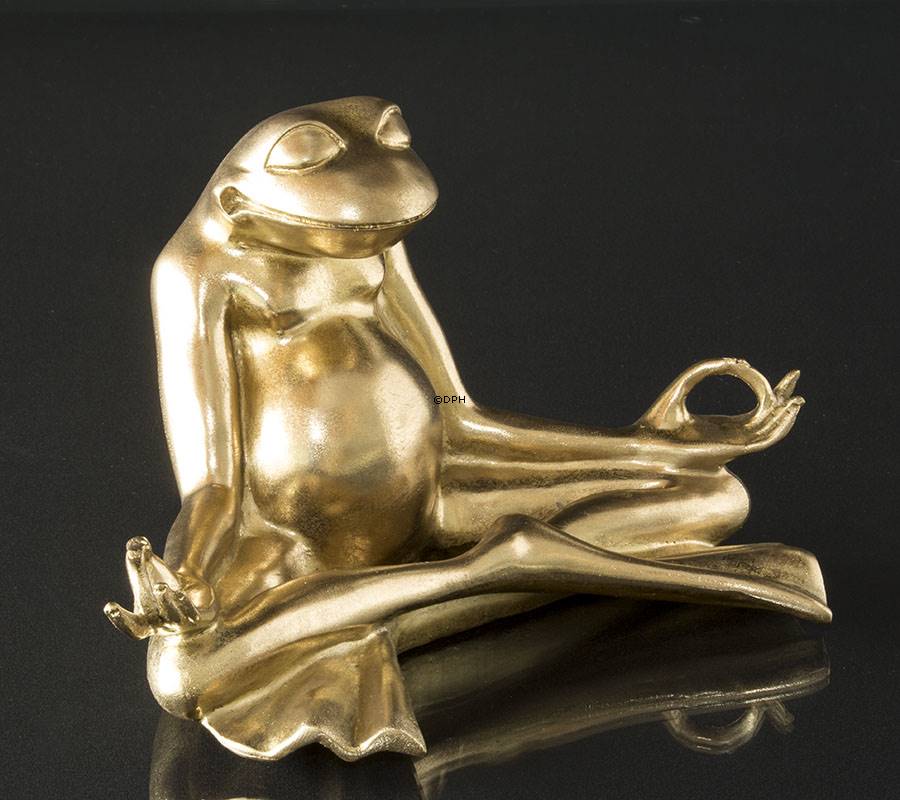 Meditierender Yoga Frosch, Gold Polyresin Nr. wu1050 DPH Trading