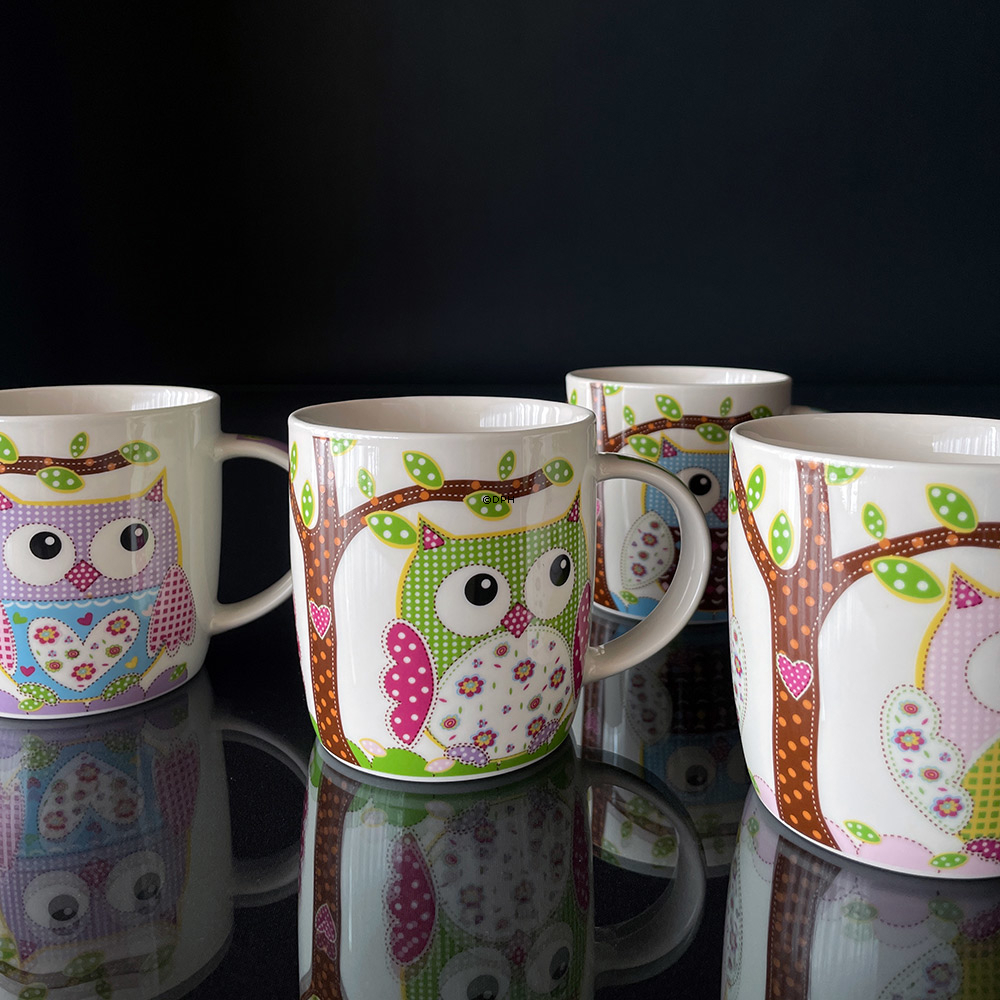 Tasse mit Eule - Studententasse - 4 verschiedene Motive, assortiert verkauft / Preis pro Stück