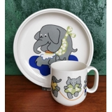 Arabia Kinder Geschirr mit Becher und Teller mit Elefant