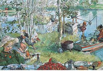 Carl Larsson Gemälde Krebsfang