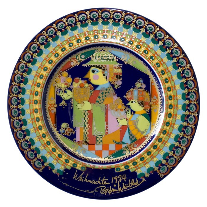 Björn Wiinblad Porzellanweihnachtsteller 1974 hergestellt von Rosenthal