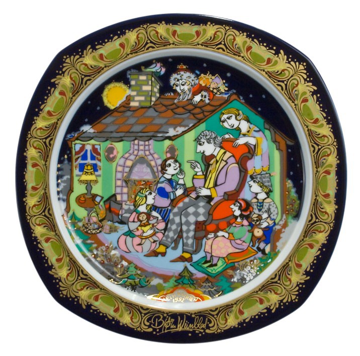 Björn Wiinblad Porzellan-Weihnachtsteller 1991, hergestellt von Rosenthal